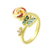 Butterfly & Windmill Enamel Rotatable Cuff Rings for Women RJEW-R005-10G-5