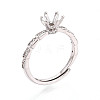 Rhodium Plated 925 Sterling Silver Micro Pave Cubic Zirconia Engagement Solitaire Ring Settings STER-N016-77P-1