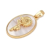 Rack Plating Brass Pave Shell Oval Pendants KK-U032-92G-09-2