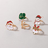 Christmas Theme Santa Claus & Christmas Tree & Deer Alloy Enamel Finger Rings Sets FS-WGAB09C-01-5