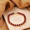 Brass Micro Pave Red Cubic Zirconia Chain Bracelets for Women BJEW-M047-01A-2