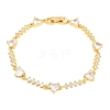 Brass Pave Cubic Zirconia Heart Link Chain Bracelets for Women KK-CBA68DA-10G-01-4