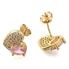 Brass Pave Cubic Zirconia Stud Earrings EJEW-M088-03G-01-2