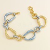 304 Stainless Steel Two Tone Chain Bracelets BJEW-P381-01B-A-1