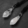 Cone Natural Quartz Crystal Pendant Necklace with Nylon Rope for Women G-H286-08D-2