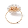 Copper Wire Wrapped Shell Pearl Finger Rings for Women RJEW-TA00140-4