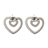 304 Stainless Steel Heart Stud Earrings EJEW-C118-03C-1