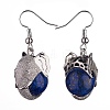 Natural Dyed Lapis Lazuli Elephant Head Dangle Earrings EJEW-A092-07P-09-2