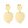Leaf 304 Stainless Steel Dangle Earrings EJEW-L283-105G-1