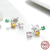 Rhodium Plated 925 Sterling Silver Cubic Zirconia Stud Earrings EJEW-FF0010-16P-2