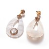 Natural Pearl & Shell Dangle Stud Earrings EJEW-F230-47-3