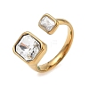 304 Stainless Steel Pave Clear Cubic Zirconia Cuff Open Rings for Women RJEW-F207-03C-G-2