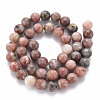 Round Natural Maible and Sesame Jasper/Kiwi Jasper Beads Strands G-S170-8mm-2