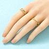 2Pcs 2 Styles Brass Micro Pave Clear Cubic Cuff Zirconia Rings for Women RJEW-S399-04G-3