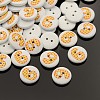 2-Hole Flat Round Number Printed Wooden Sewing Buttons BUTT-M002-13mm-9-1