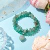 2pcs 2 Styles 6mm Round & Chip Natural Green Aventurine Beaded Stretch Bracelet Sets BJEW-TA00517-02-2