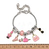 Makeup Theme Alloy Enamel Lipstick Handbag Shoe Charm Brass European Bracelets for Women BJEW-JB14237-02-3