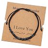 I Love You Synthetic Non-magnetic Hematite & Wood Beads Morse Code Bracelets WGB6EC0-10-1