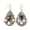 Natural Pearl & Rhinestone Dangle Earrings EJEW-L286-14G-1