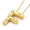 Brass & Plastic Pearl Letter Pandent Box Chain Necklaces for Women NJEW-U017-01G-06-2