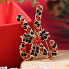 Christmas Theme Golden Alloy Rhinestone Brooch Pin LK2414-2-1