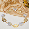 1Pc Alloy Oval with Flower Link Chain Waist Belly Chains for Women AJEW-GF0013-42-4