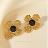 304 Stainless Steel Flower Stud Earrings BM1412-3-1