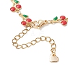 304 Stainless Steel Enamel Cherry Chain Bracelets BJEW-JB13002-4