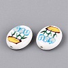 Hand Painted Tulip Flower Oval Porcelain Beads PORC-N012-11F-2