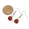 Brass Natural Carnelian Dangle Earrings EJEW-JE06588-02-4