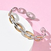Two-tone 304 Stainless Steel Cuff Bangles BJEW-A160-01PG-2