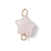 Natural Rose Quartz Connector Charms PALLOY-JF02734-01-1