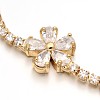 Golden Plated Brass Cubic Zirconia Cup Chain Bracelets BJEW-H0001-02G-2