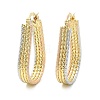 Brass Two Tone Hoop Earrings EJEW-B117-02-4