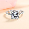 Square Rhodium Plated 925 Sterling Silver Pave 6.5x3.9mm Moissanite Finger Rings for Women WG02E28-05-1