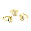 Mixed Color Enamel Initial Letter Adjustable Ring with Clear Cubic Zirconia RJEW-P045-01G-U-1