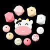 Round/Polygon/Cow Head Food Grade Eco-Friendly Silicone Focal Beads SIL-F003-02-3