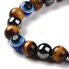 4Pcs Natural Gemstone and Evil Eye Resin Beads Stretch Bracelets Set for Women Men BJEW-JB08940-5