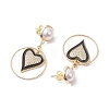 Brass Eamel with Micro Pave Clear Cubic Zirconia with ABS Plastic Imitation Pearl Beads Stud Dangle Earrings EJEW-JE06055-4