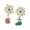 Christmas Alloy Rhinestone Dangle Stud Earrings LS-EJEW-F399-01G-2