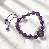 Adjustable Natural Amethyst Beads Braided Bead Bracelets for Women BJEW-L713-A06-3