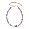 Natural Mixed Gemstone & Cultured Freshwater Pearl Beaded Bracelets for Women BJEW-JB13201-3