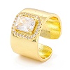 Clear Cubic Zirconia Rectangle Chunky Open Cuff Ring RJEW-I083-12G-1