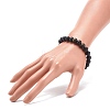 Natural Golden Sheen Obsidian Round Beaded Stretch Bracelet BJEW-JB08453-3