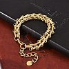 304 Stainless Steel Wheat Chains Bracelets for Women BJEW-F488-39G-2