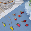 9Pcs 9 Styles Brass Enamel Pendants KK-BBC0019-50-3