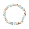 Bohemia Style Natural Fossil & Freshwater Shell & Glass Beads Stretch Bracelets for Women BJEW-JB11865-02-2
