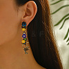 Alloy & Resin & Rhinestone Bird with Flower Stud Dangle Earrings for Women WG2278B-01-2