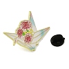 Paper Crane & Flower Alloy Enamel Pin Backs for Clothes for Women JEWB-F043-02D-3