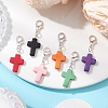 6Pcs Synthetic Turquoise Cross Pendant Decorations HJEW-JM02499-2